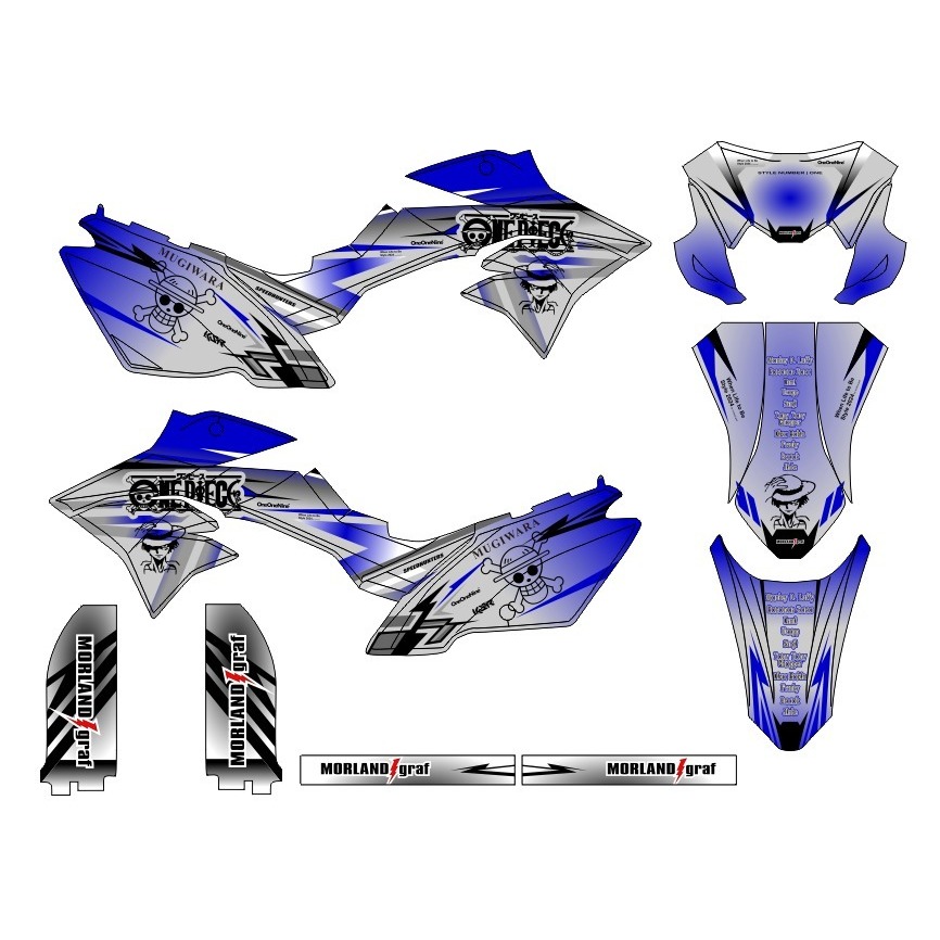 Decal Stiker Motor KLX 150 New Dtracker Hitam Shark Hiu Dekal Sticker Striping KLX 150 (D-A4-054)