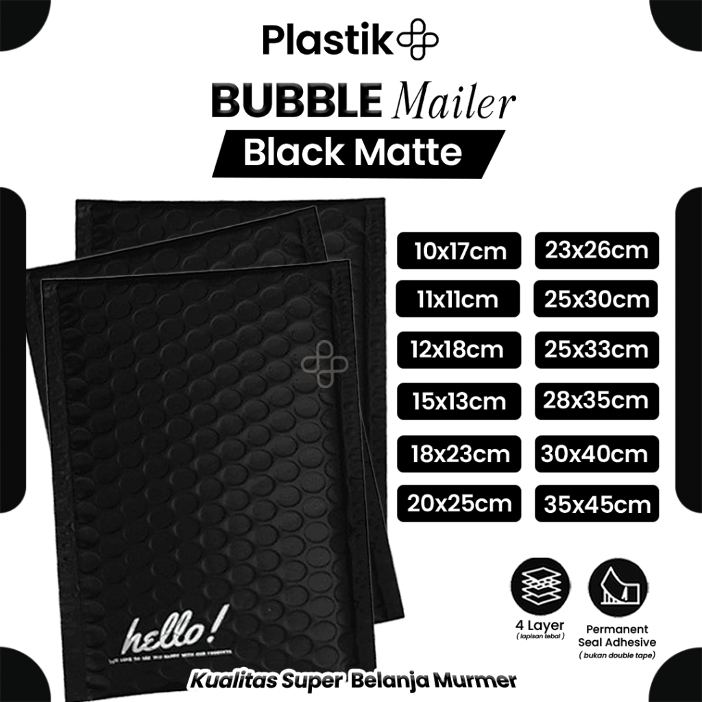 

Amplop Security Bubble Mailer Black (Hitam) Premium Solid Color Merek Rusfet Harga Satuan