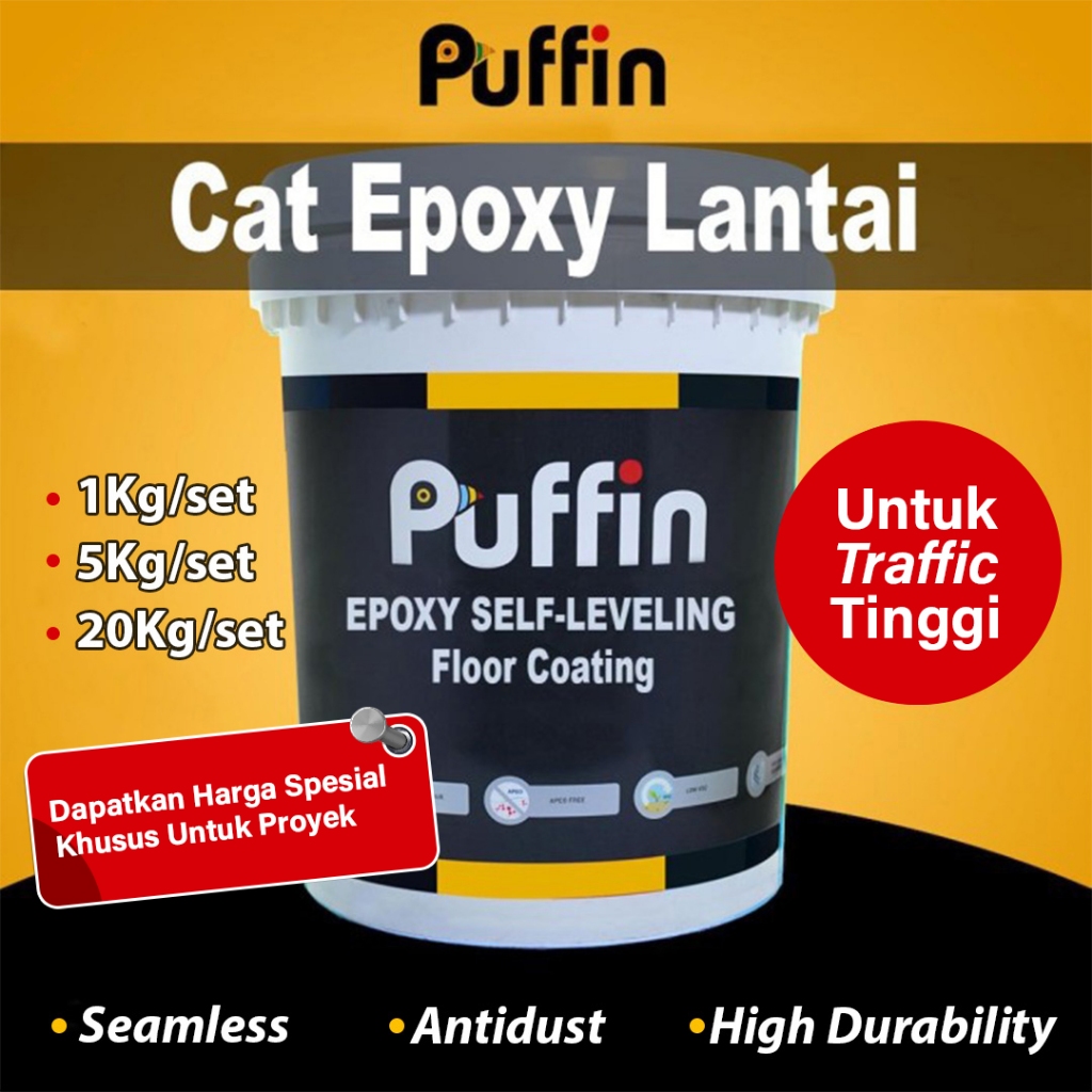 Cat Epoxy Lantai Puffin Epoxy Flexi Satin SELF LEVELLING 20 Kg Set