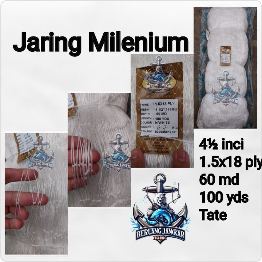 Jaring Milenium 4½inci 1.5x18ply 60md 100yds Tate