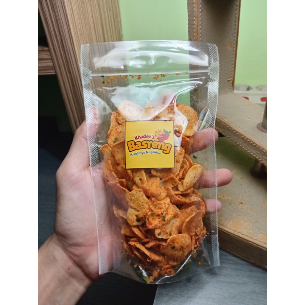 

Basreng Pedas 100gr Kemasan stading pouch
