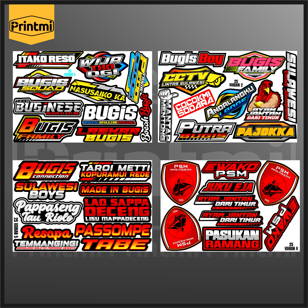 Stiker Racing Pack kata Motor Helm Sticker Bugis Cttv Sulawesi Putra Ewako Family Psm Makassar Mobil