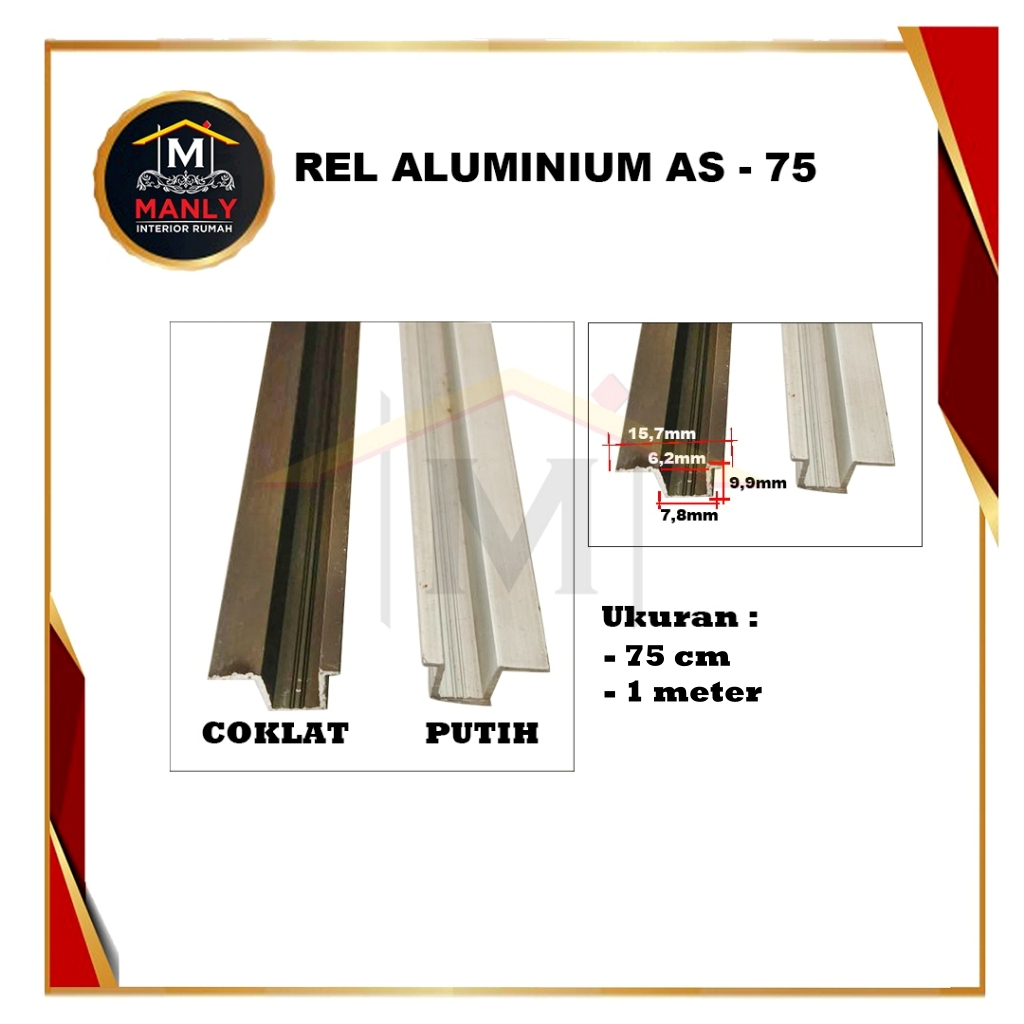 Rel Pintu Lemari Geser Sliding AS 75 Rel Tanam SD 385 Rel Alumunium 75 cm & 100 cm