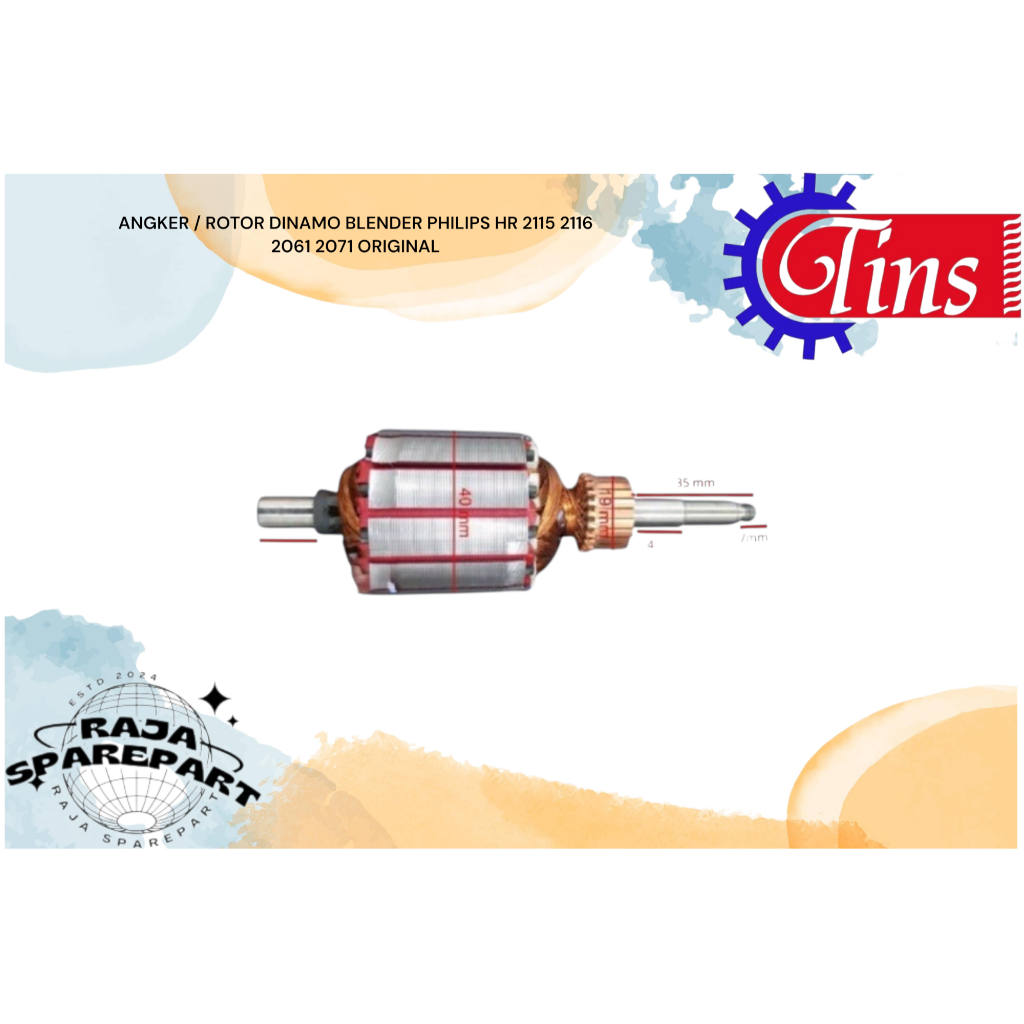 ANGKER / ROTOR DINAMO BLENDER PHILIPS HR 2115 2116 2061 2071 ORIGINAL