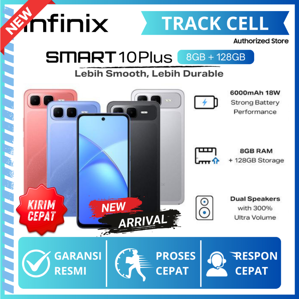 Infinix Smart 10 Plus NFC 8/128GB 120Hz HP Infinix Terbaru 2025 6000mAh Battery Garansi Resmi