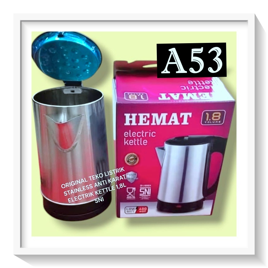 A53  PEMANAS AIR KETTLE ELEKTRIC TEKO LISTRIK STAINLESS LISTRIK MULTIFUNGSI 400 w WATT 1.8 L BESAR O