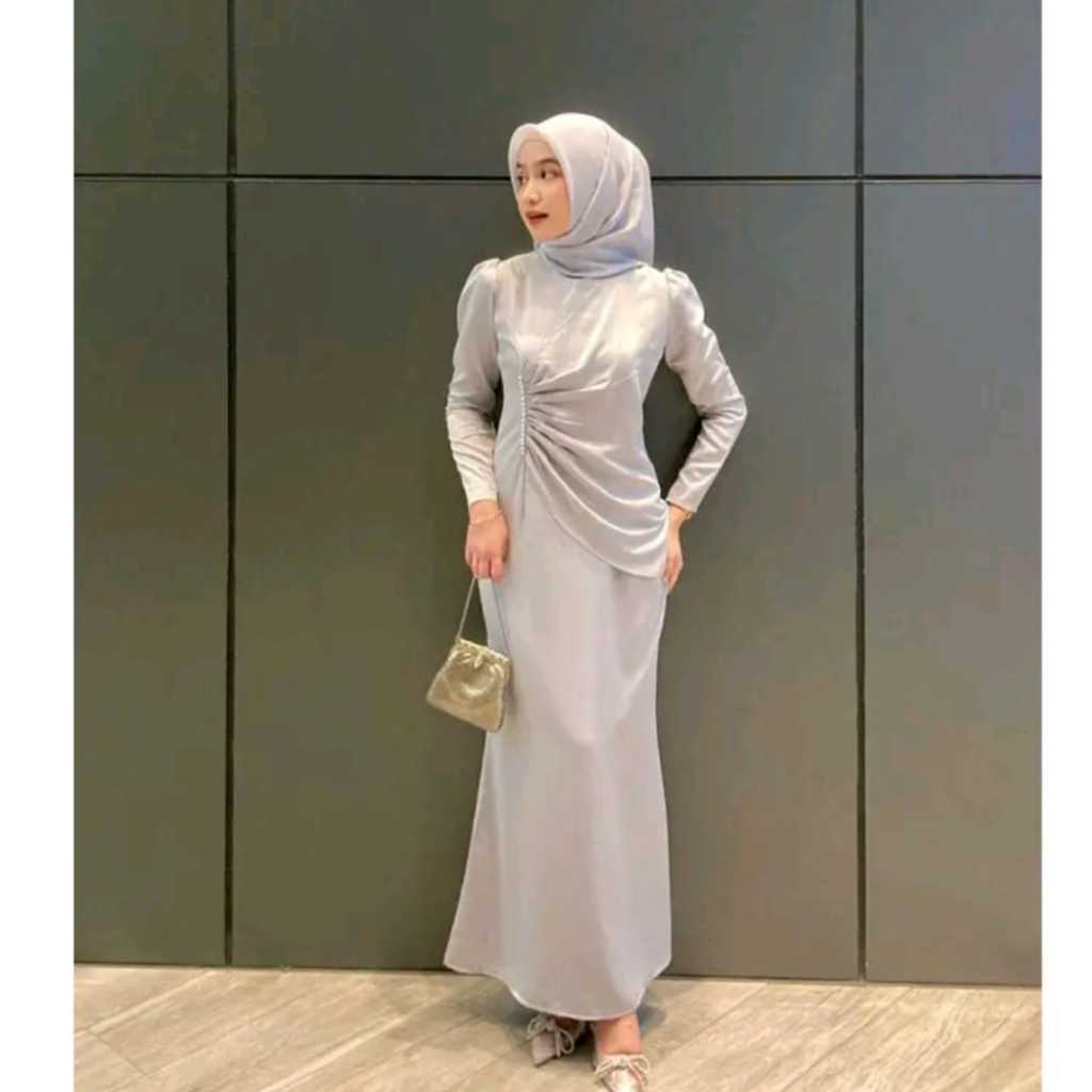 Dress wisuda terbaru variasi payet mewah  gamis remaja simpel elegant  baju kondangan kekinian