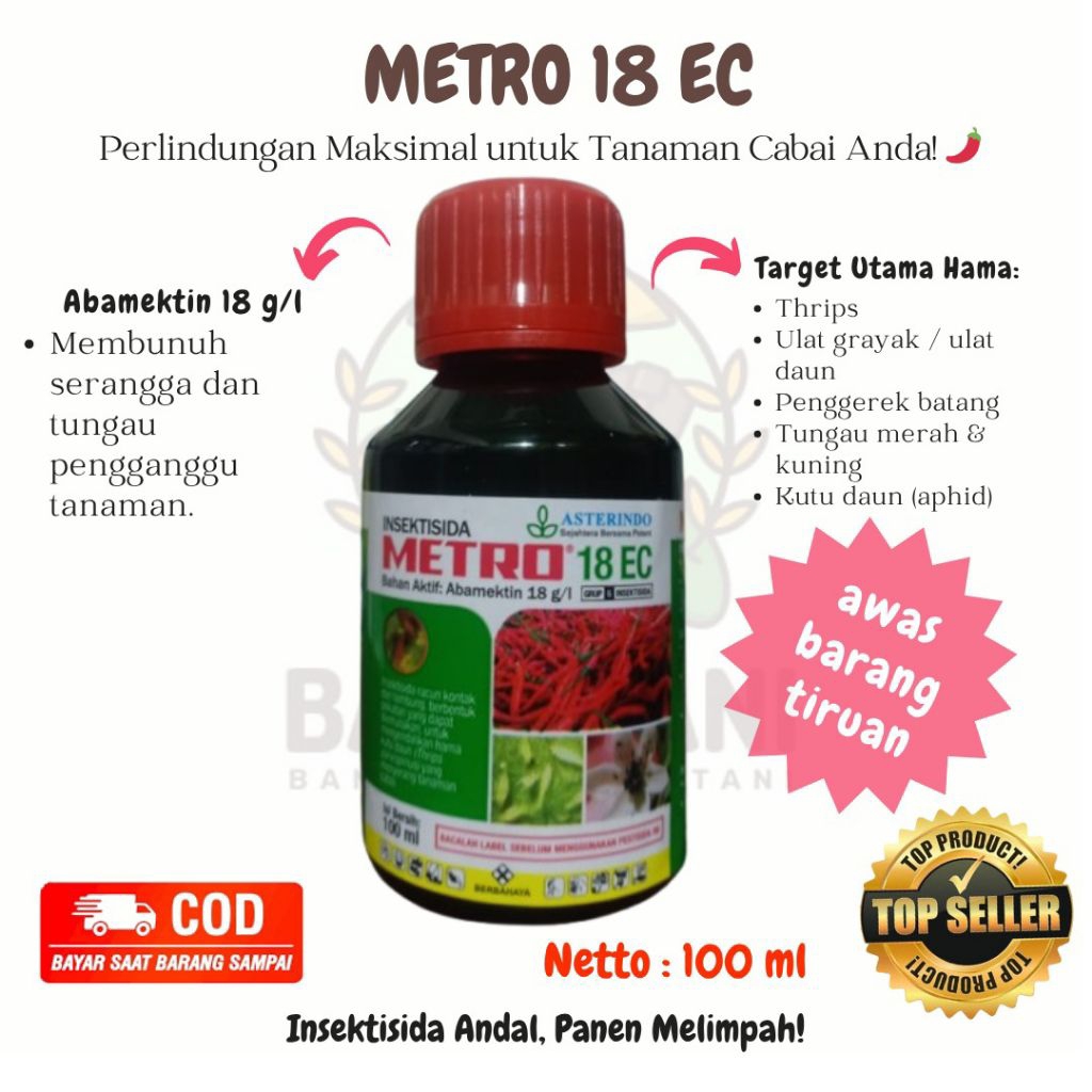 metro 18 ec abemektin plus zpt 1000 ml pengendali hama tanaman bawang merah dan cabe