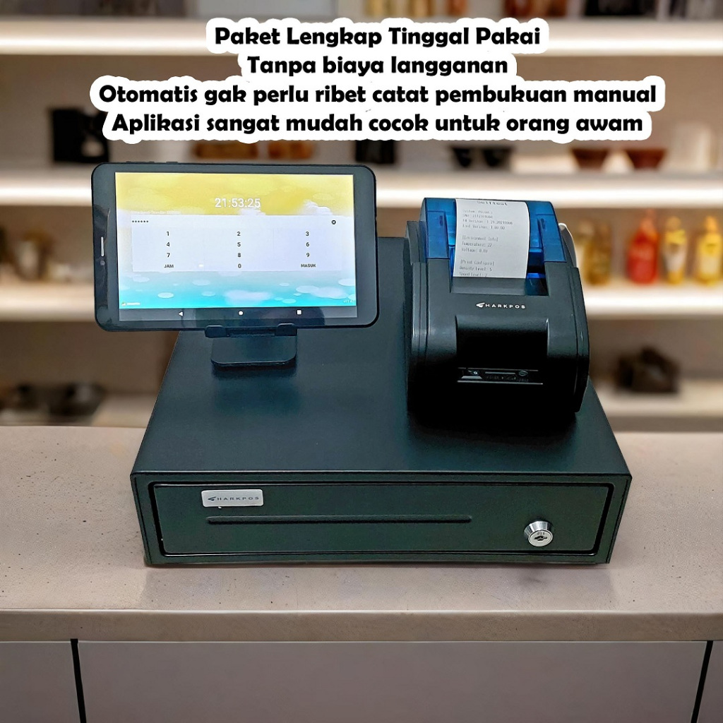 Paket Alat Kasir: Tab Android 4G RAM 3/32 + Printer Bluetooth + Laci Kasir - Untuk Toko, Cafe, Resto