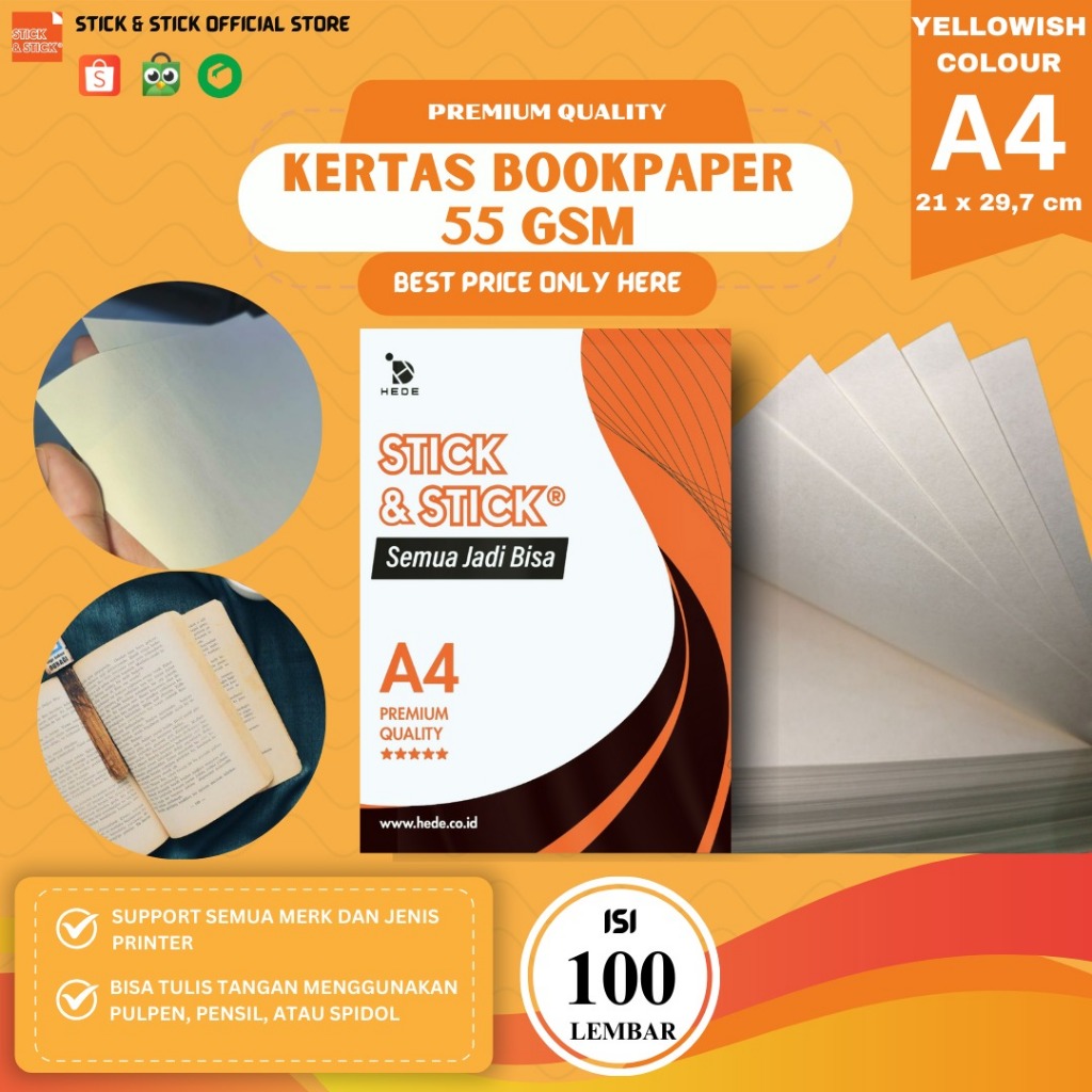

TERMURAH!! Kertas Book Paper 55 Gsm A4 isi 100 lbr Premium Quality Kertas Novel Termurah