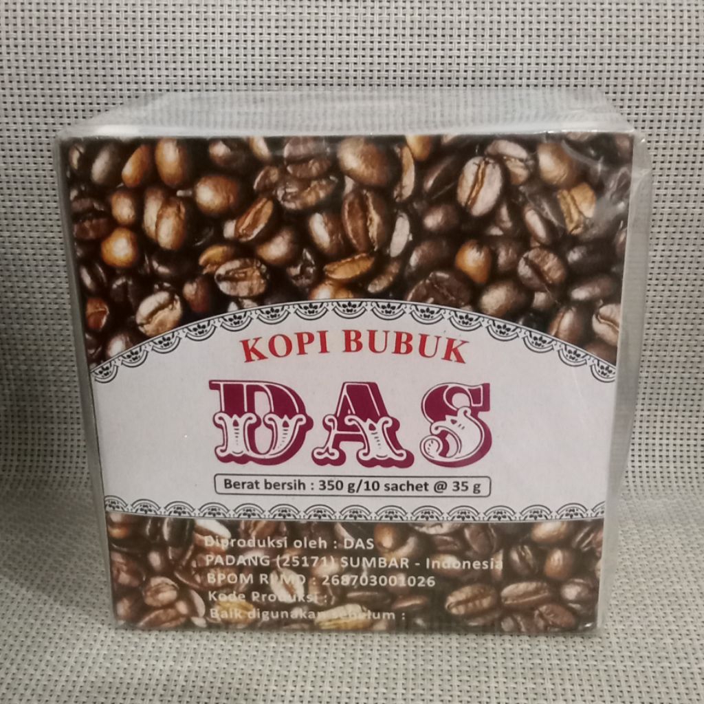 

KOPI Bubuk DAS Robusta Asli Padang 1 Kotak Isi 10 Bks @ 35 gr