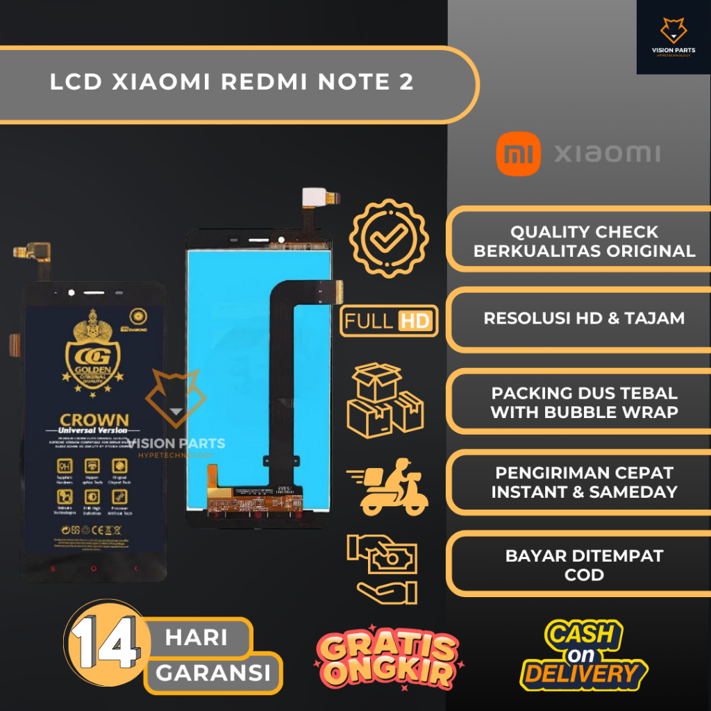 LCD FULLSET XIAOMI REDMI NOTE 2 ORIGINAL COMPLETE