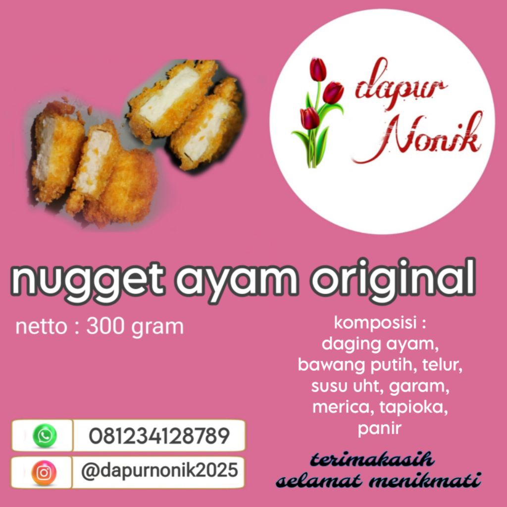 

dapur Nonik Nugget Ayam Ori Produk Homemade tanpa terigu adonan gluten free sugar free