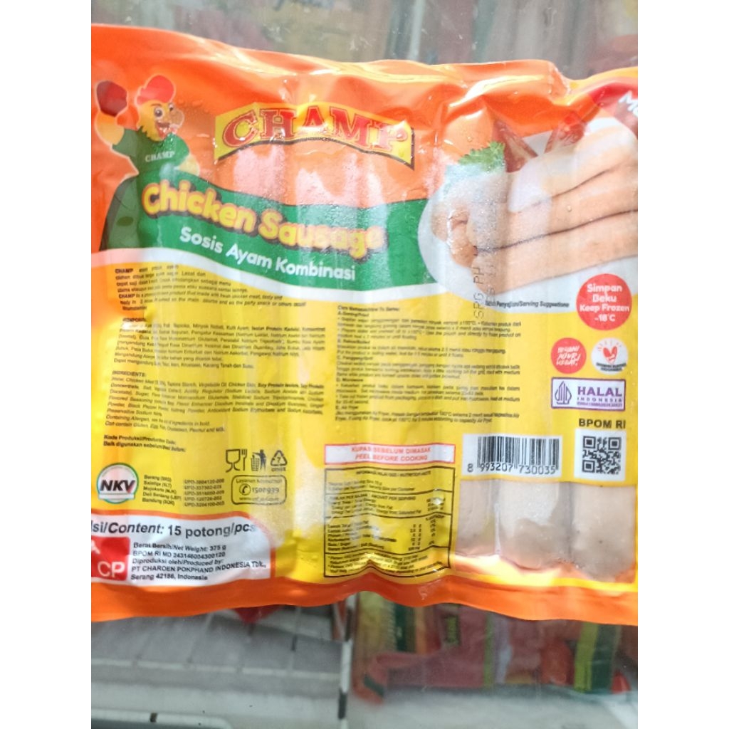 

SOSIS CHAMP CHICKEN SAUSAGE 375 ISI 15 BTG