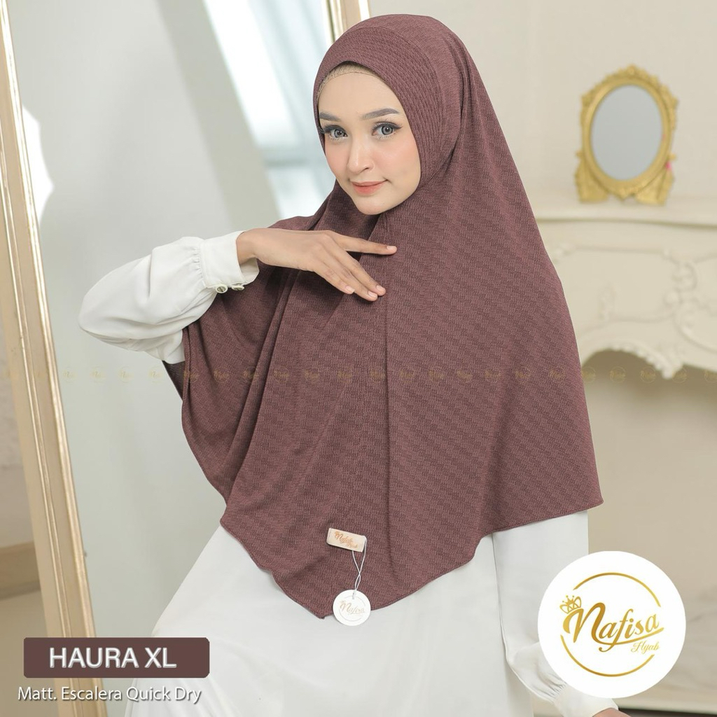 BERGO HAURA XL NAFISA Bergo Pad Instan Jumbo Escalera Khimar Instan Daily Pad Hijab Bergo Motif By N