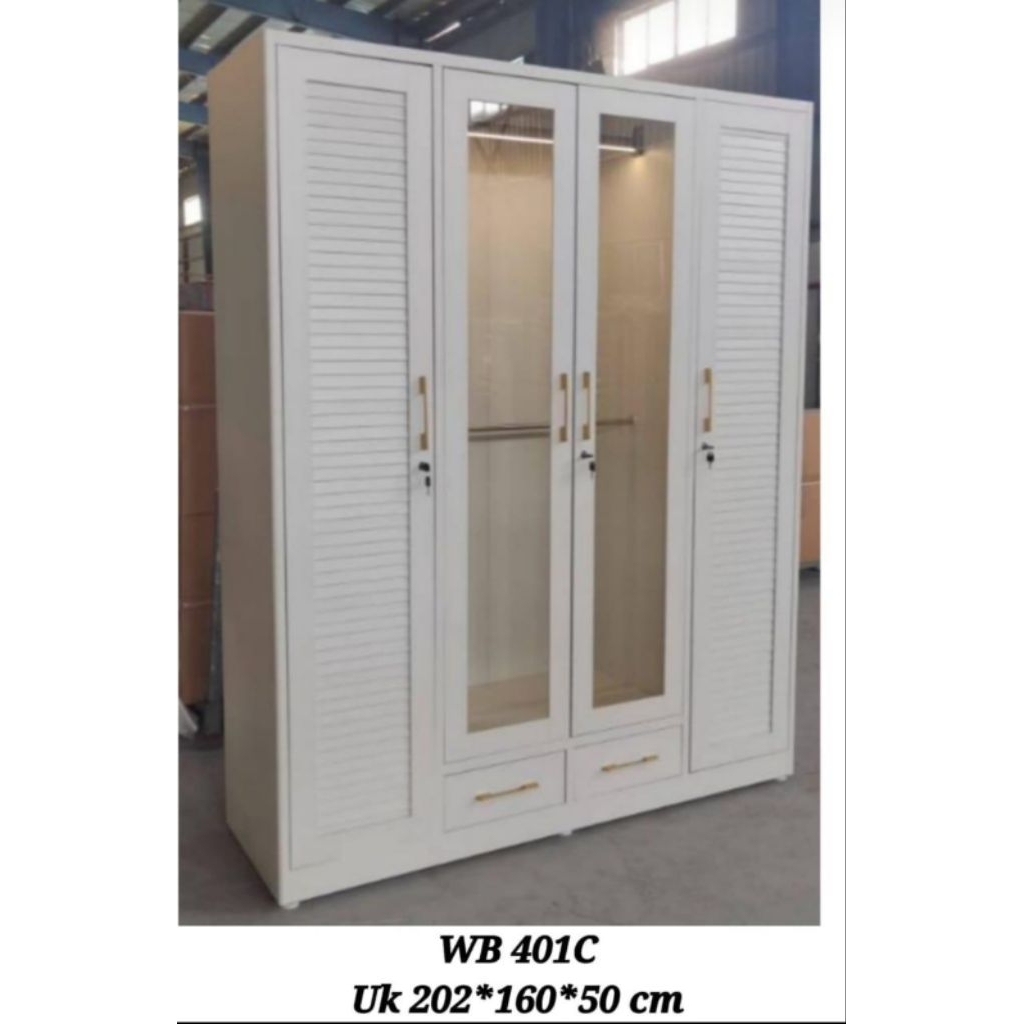 Lemari Besi 4 pintu jalusi anti karat lemari pakaian