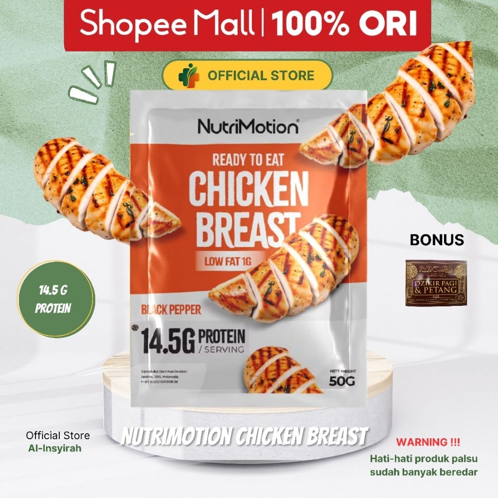 

Nutrimotion Chicken Breast Ready to Eat - variasi rasa Black Paper - Simple dengan High Protein & Low fat