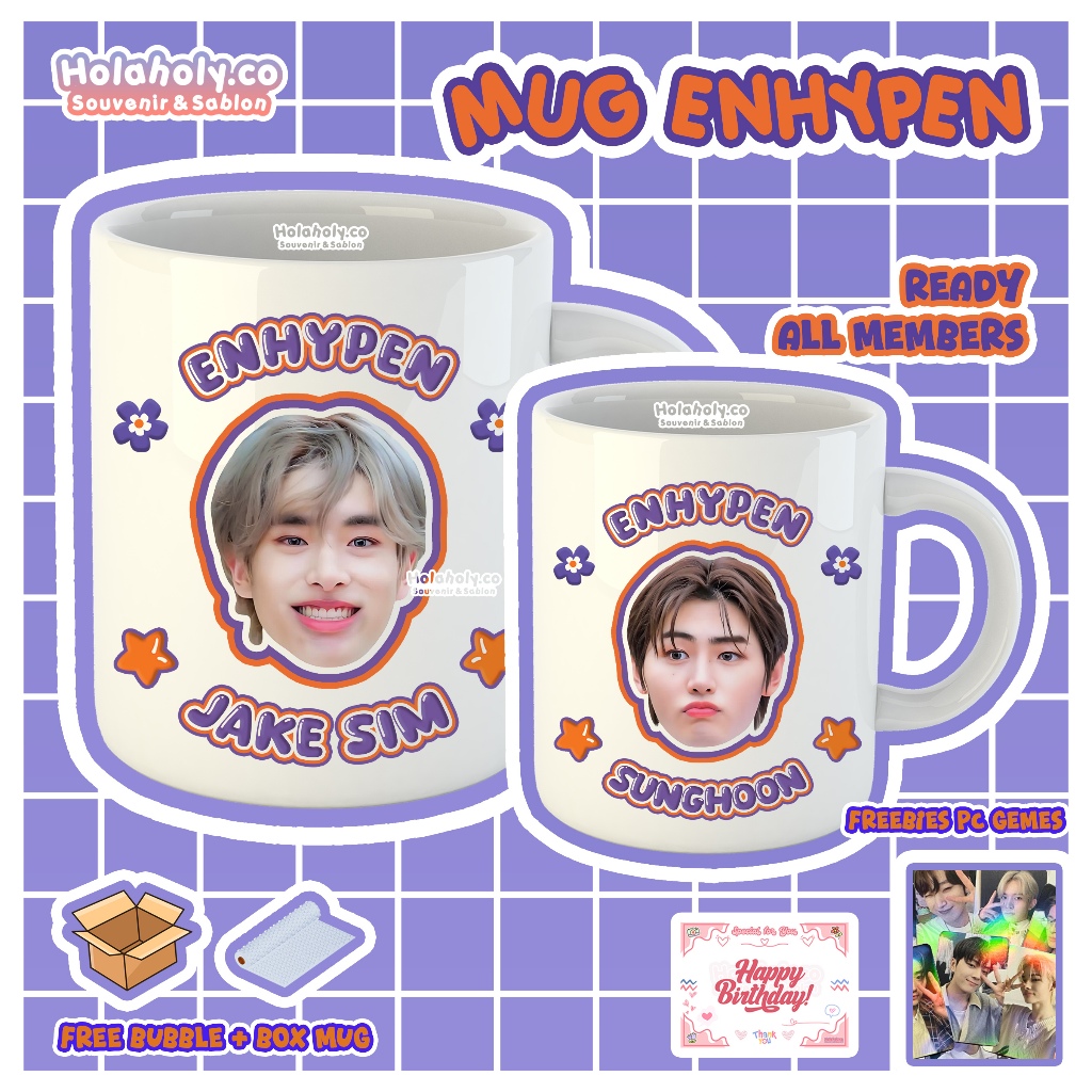 Gelas ENHYPEN Mug ENHYPEN (READY) (COD) Gelas engene Foto gemes Fankit KPOP Hadiah Hampers Ultah