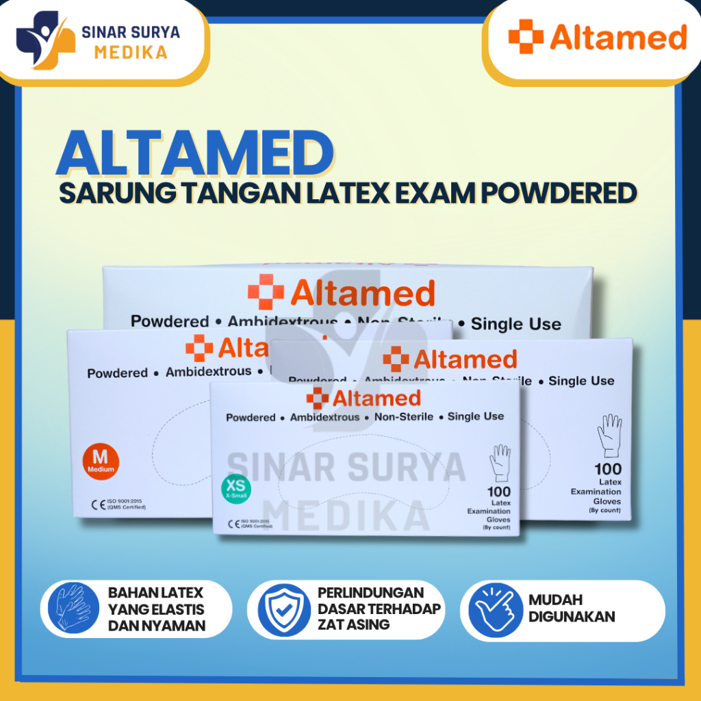 Sarung Tangan Latex Altamed / Altamed Latex Glove isi 100's