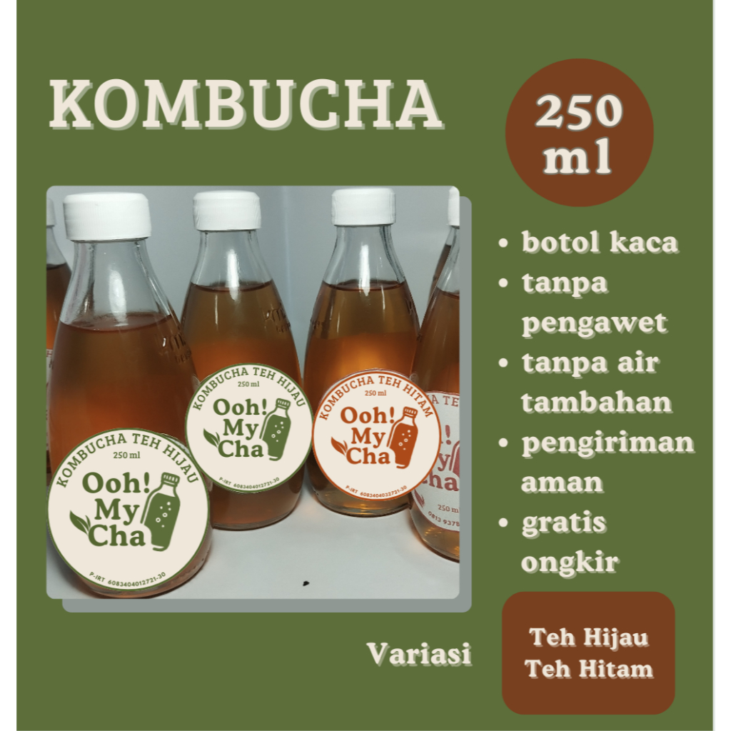 

Kombucha Ooh! My Cha Teh Hijau Hitam 250ml Tanpa Air Tambahan