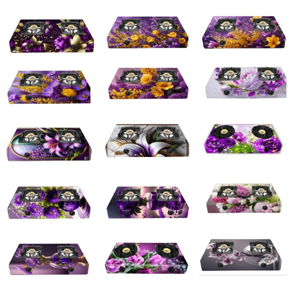 STIKER KOMPOR 2 TUNGKU BUNGA UNGGU