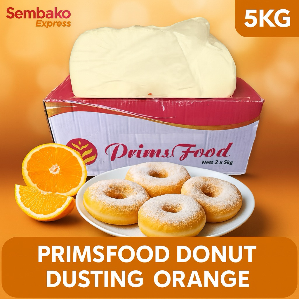 

Primsfood Donut Dusting Orange 5kg – Taburan Donat Rasa Jeruk