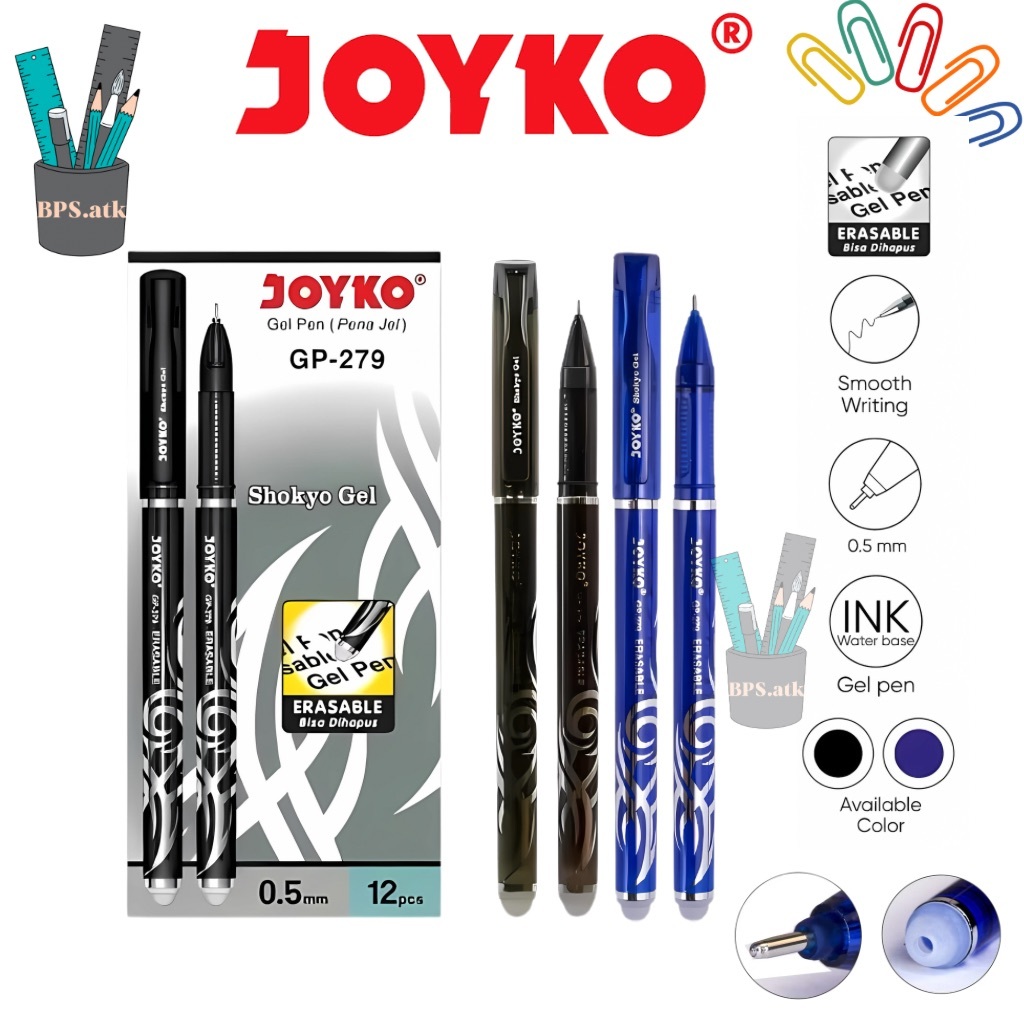 

(12 pcs) JOYKO Pulpen Erasable Gel Pen Pena Bisa Dihapus GP-279 Shokyo 0.5 mm