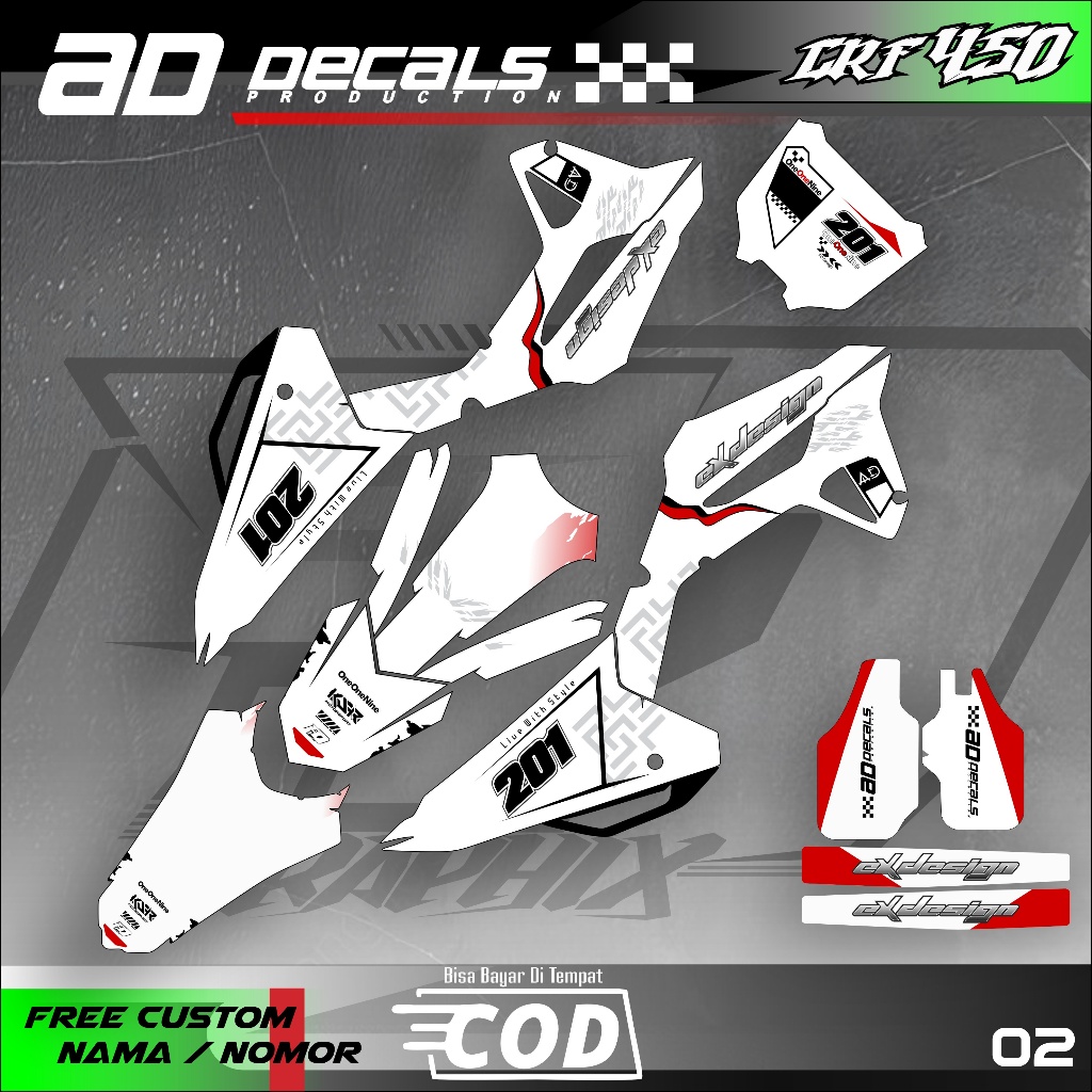 Stiker Decal Motor Honda Crf 150/Crf 450 Fullbody Superglossy Design Simpel AD decals-02