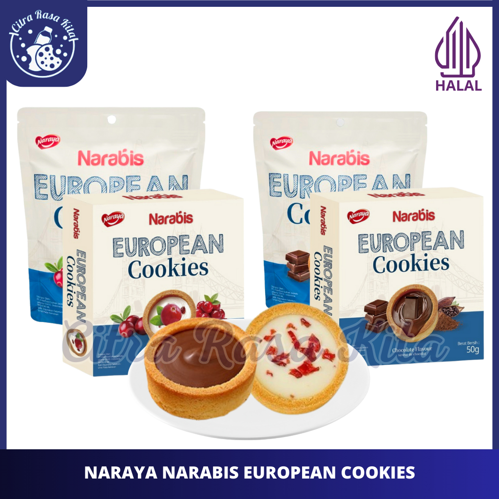 

Naraya Narabis European Cookies With Chocolate & Cranberry Flavour Halal 50g-60g