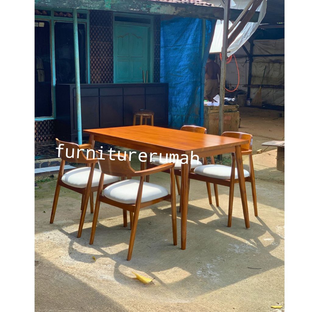 meja makan 4 kursi kayu jati Jepara, meja makan kayu jati 4 kursi