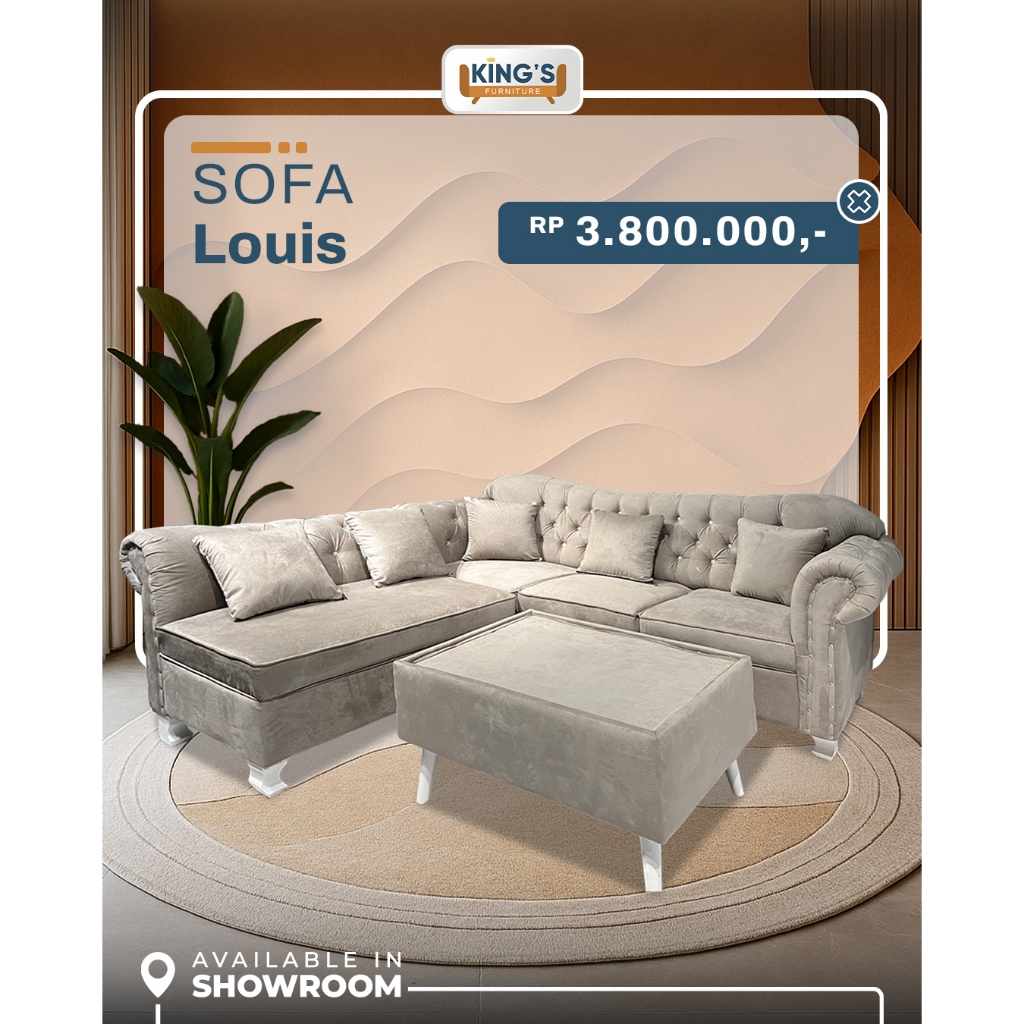 KINGS FURNITURE PONTIANAK - SOFA LOUISE - SOFA SUDUT - SOFA KELUARGA - SOFA SILICONE - SOFA KULIT - 