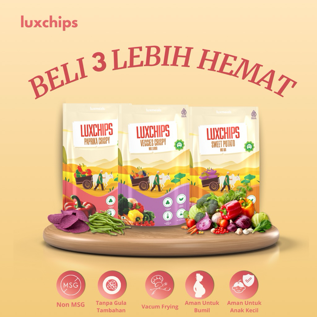 

PAKET HEMAT Luxchips Cemilan Sehat Buah dan Sayur Vacuum Frying All Varian 50 gr