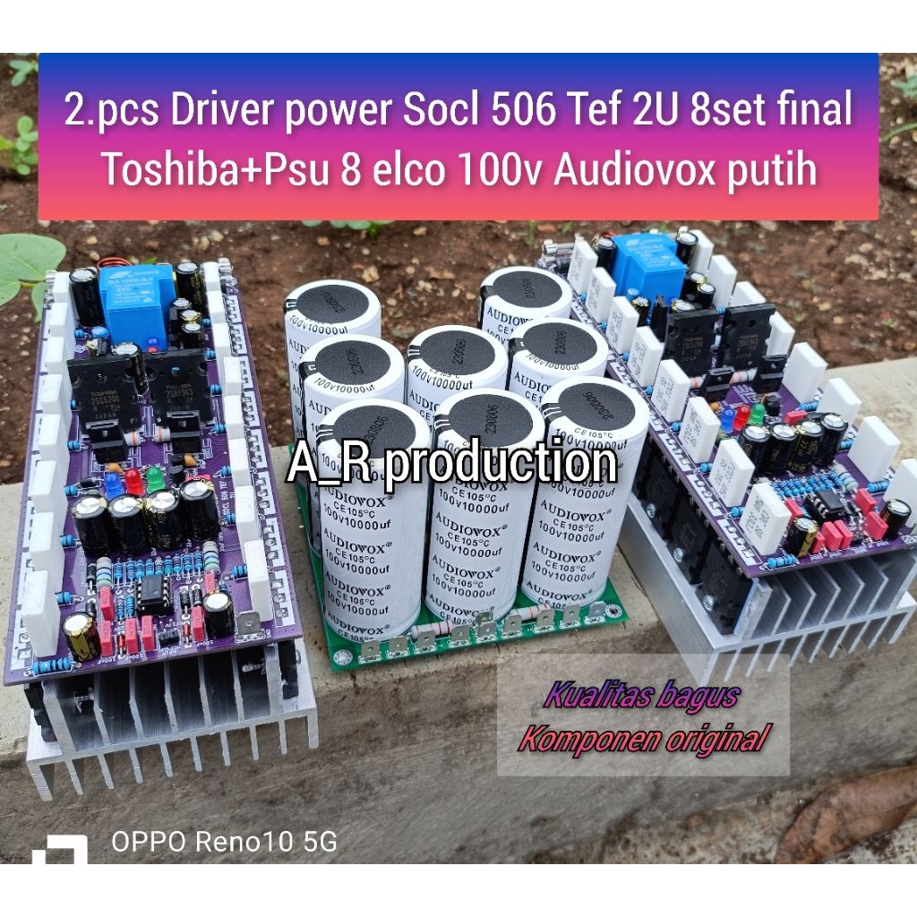2.pcs Driver power Socl 506 Tef 2u 8set final Toshiba+PSU 8 elco 100v 10000uf Audiovox putih origina