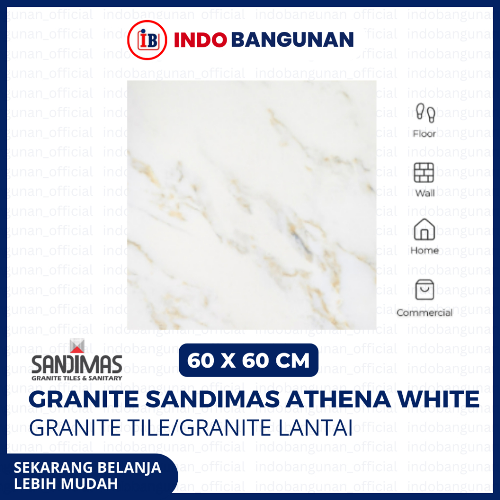 Granite Sandimas Tiles /Granite lantai Athena White 60 x 60 polish