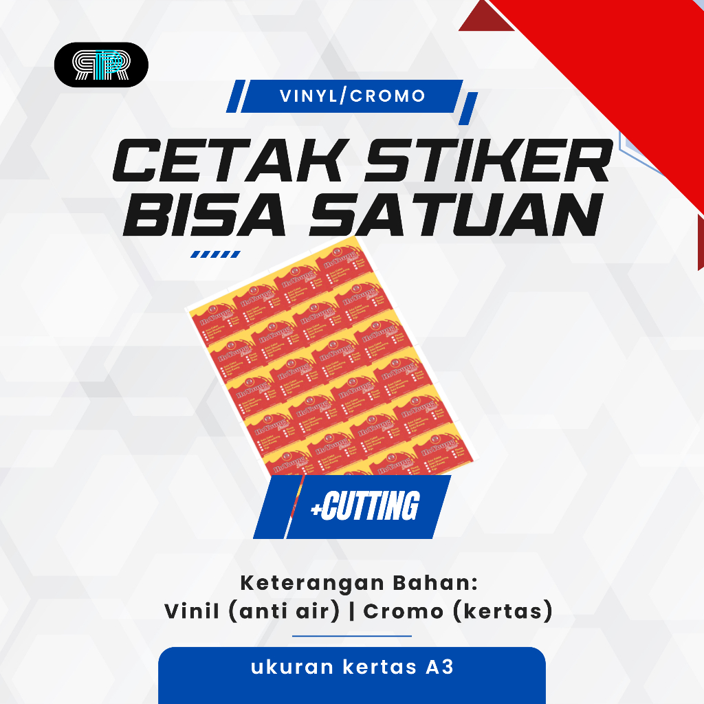 

CETAK STIKER SATUAN | CROMO/VINIL | UKURAN A3 | CUTTING