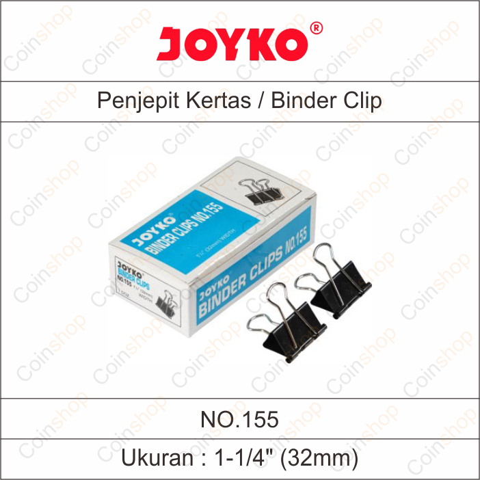 

1 Box Kecil Joyko No 155 Penjepit Kertas Binder Clip 1-1/4" 32 mm