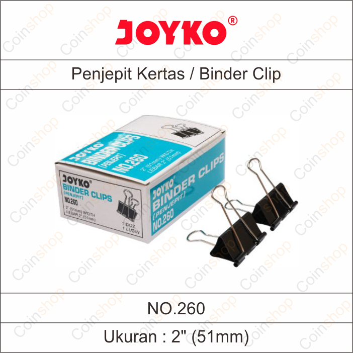 

1 Box Joyko No 260 Penjepit Kertas Binder Clip 2" 51 mm