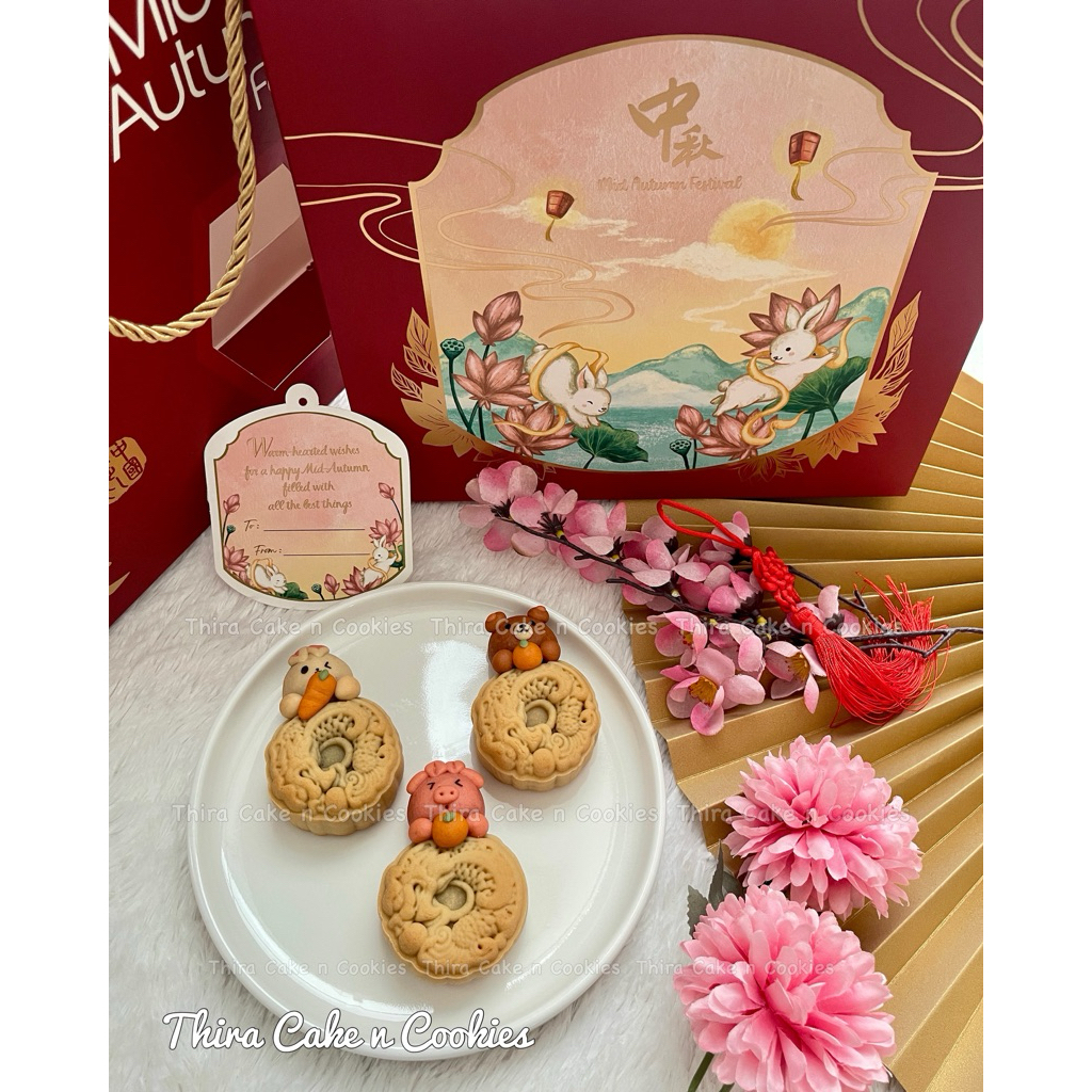 

mooncake halal isi 4pcs per box kue bulan lotus durian tausa lucu karakter