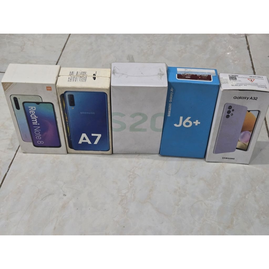 jual murah kotak box hp handphone samsung A7 samsung s20 fe samsung j6 plus samsung a32 redmi note 8