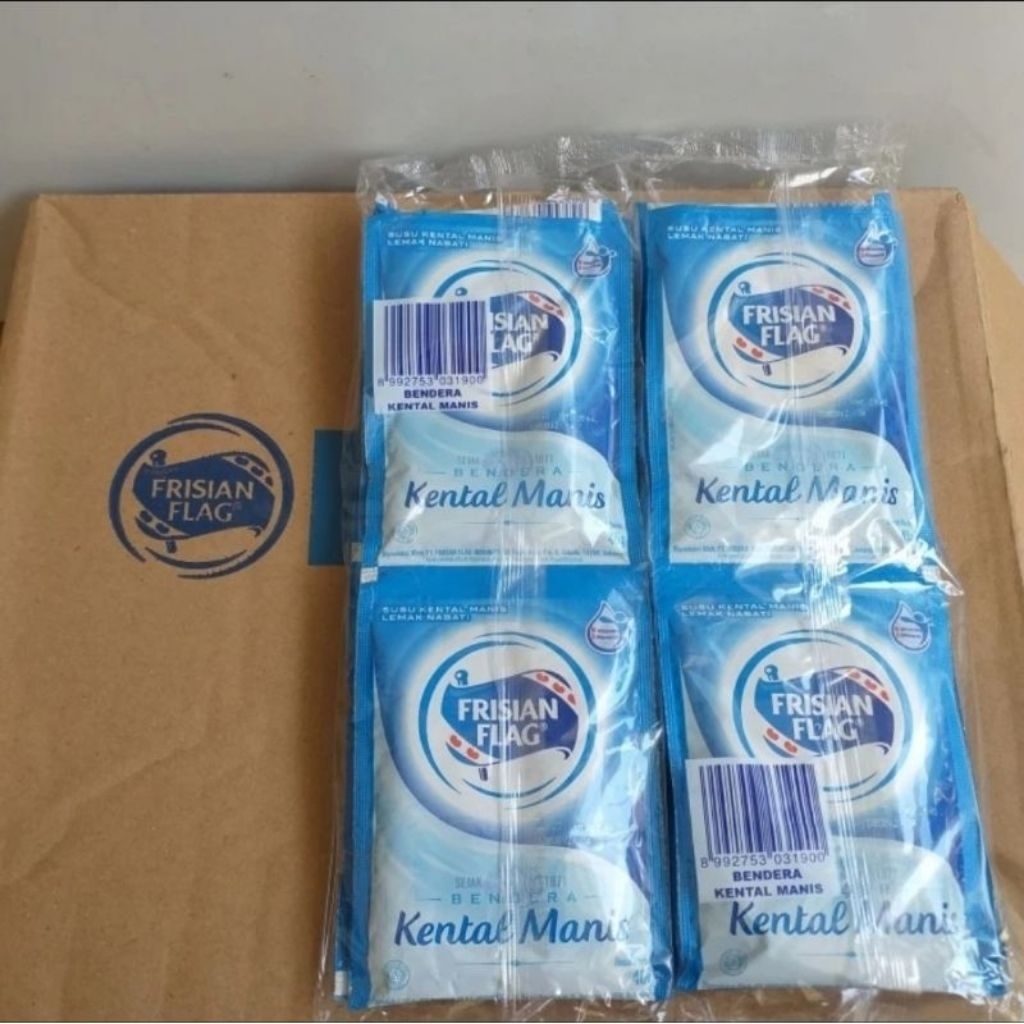 

Susu Kental Manis Frisian Flag Putih Coklat Kemasan Renceng 38g / Susu Kental Manis SKM Frisian Flag