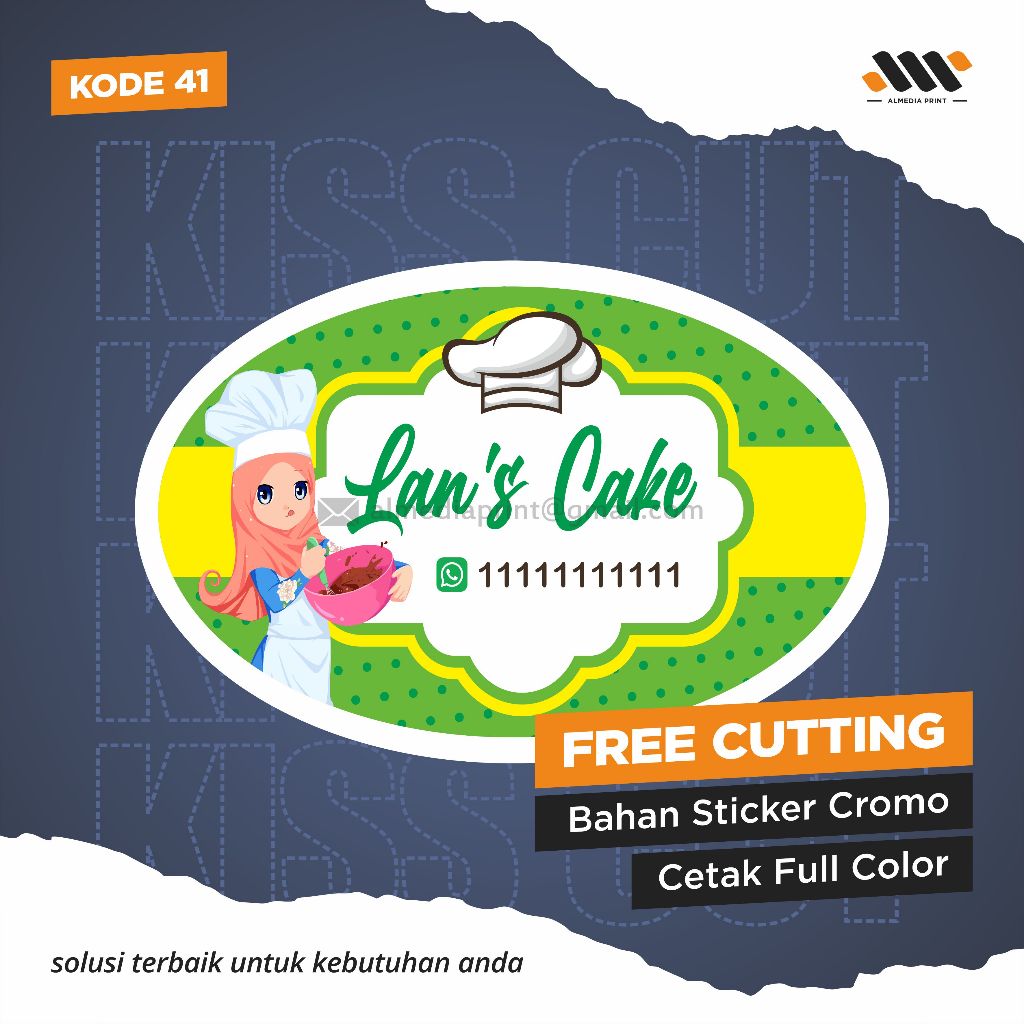 

(Isi 63-180 PCS) Cetak Stiker Cromo Vinyl Produk Kemasan Label Stiker Makanan Minuman (Free Cutting)