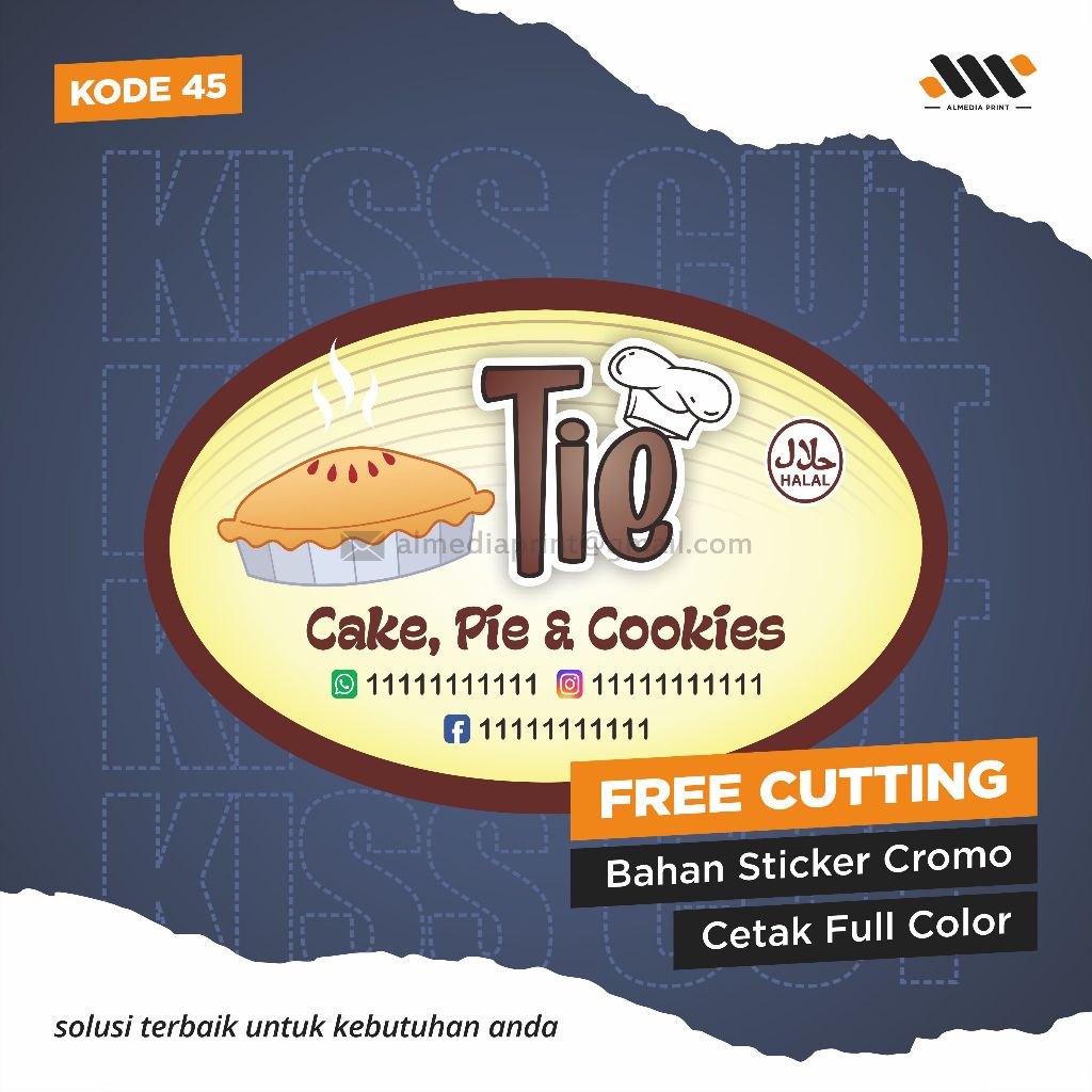 

(Isi 63-180 PCS) Cetak Stiker Cromo Vinyl Produk Kemasan Label Stiker Makanan Minuman (Free Cutting)
