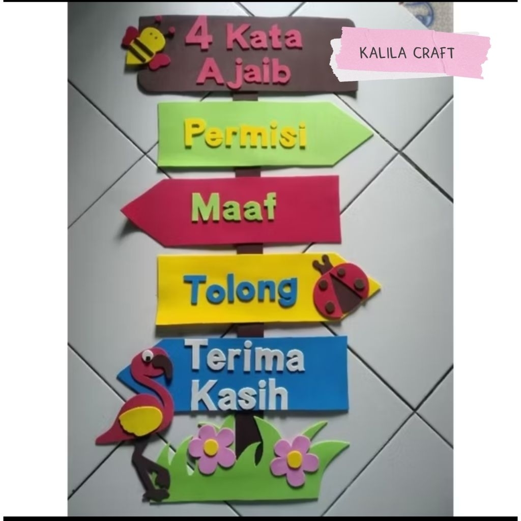 

TERBARU HIASAN KELAS PAUD TK SD / DEKORASI KELAS 4 KATA AJAIB MODEL BANGAU BAHAN SPON