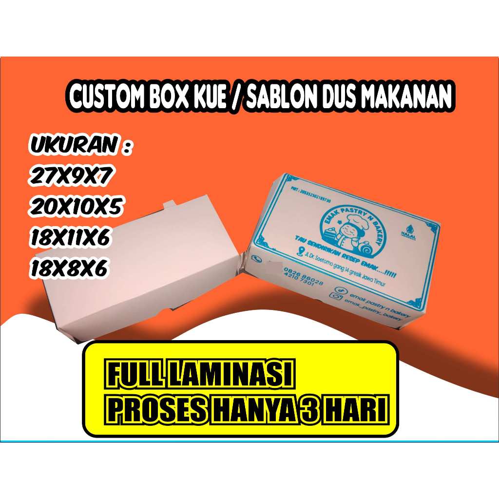 

[ISI 100PCS] CUSTOM BOX KUE UKURAN 18X11X6, DUS MAKANAN UKURAN 18X8X6, DAN DUS MAKANAN UKURAN 27X9X7