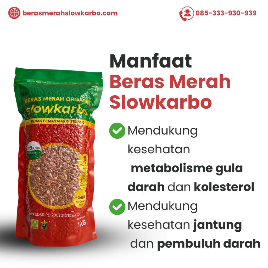 

Beras Merah Organik Slowkarbo Pulen dan Wangi 1kg