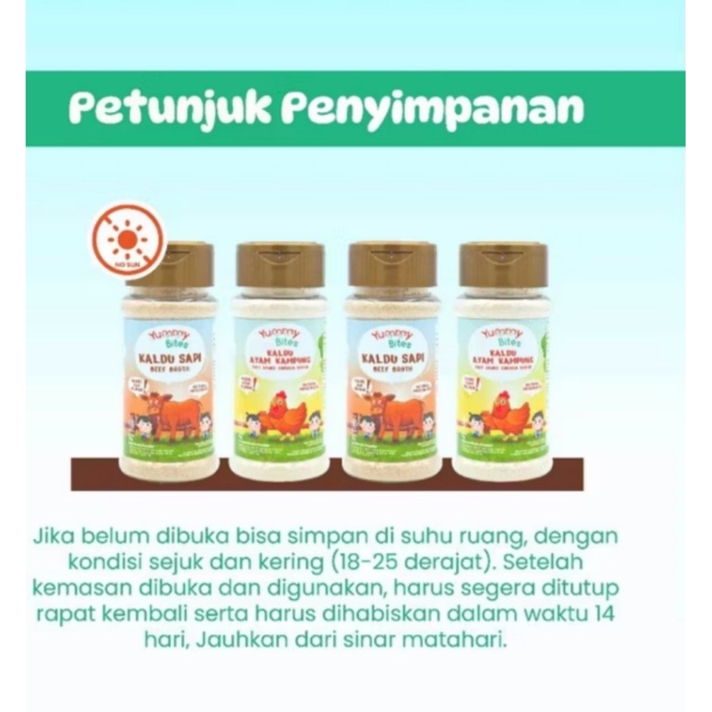 

Yummy Bites Kaldu Bumbu MPASI Bayi 75gr / Beef / Chicken Broth For Baby