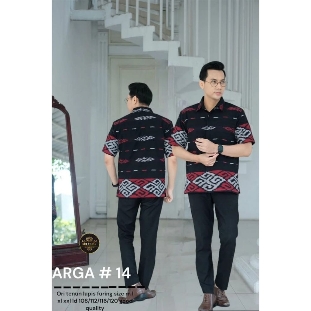 KEMEJA PRIA LENGAN PENDEK MOTIF TENUN #ARGA 14