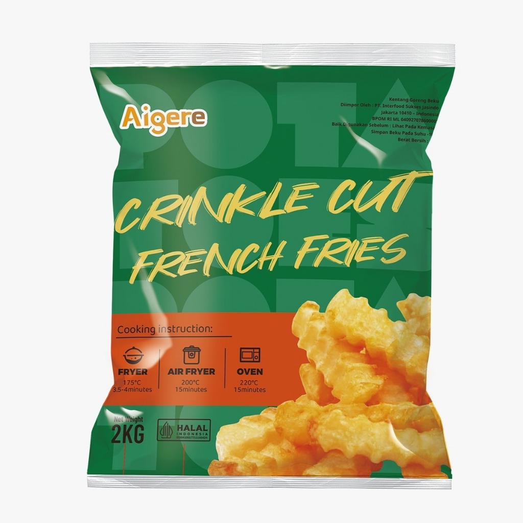 

AIGERE CRINKLE CUT FRENCH FRIES 2KG KENTANG GORENG IMPOR