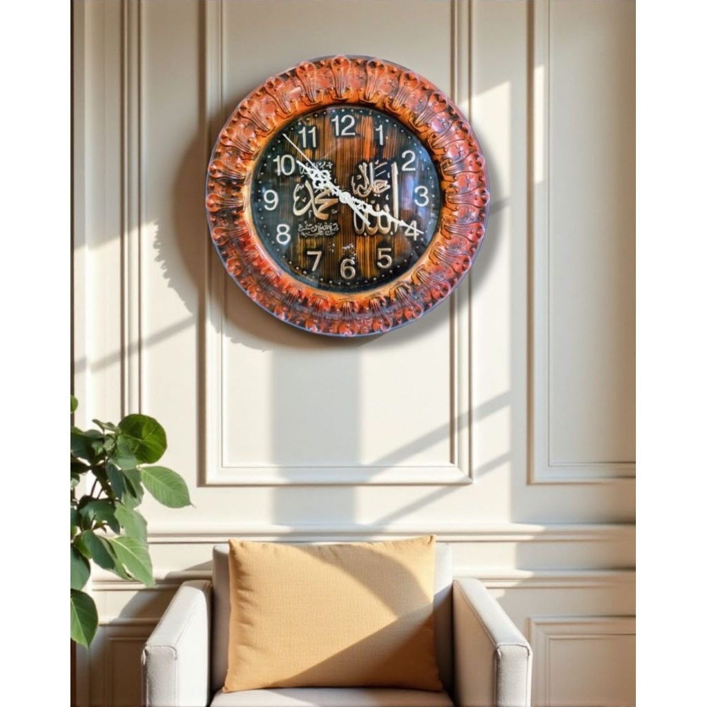 Jam dinding Aesthetic Mewah Kaligrafi Allah Muhammad