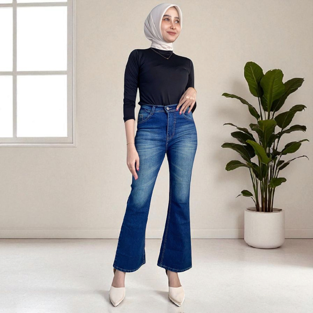 Celana Jeans Wanita Cutbray Highwaist Stretch Premium Celana Panjang Jeans Cutbray Auto Jenjang